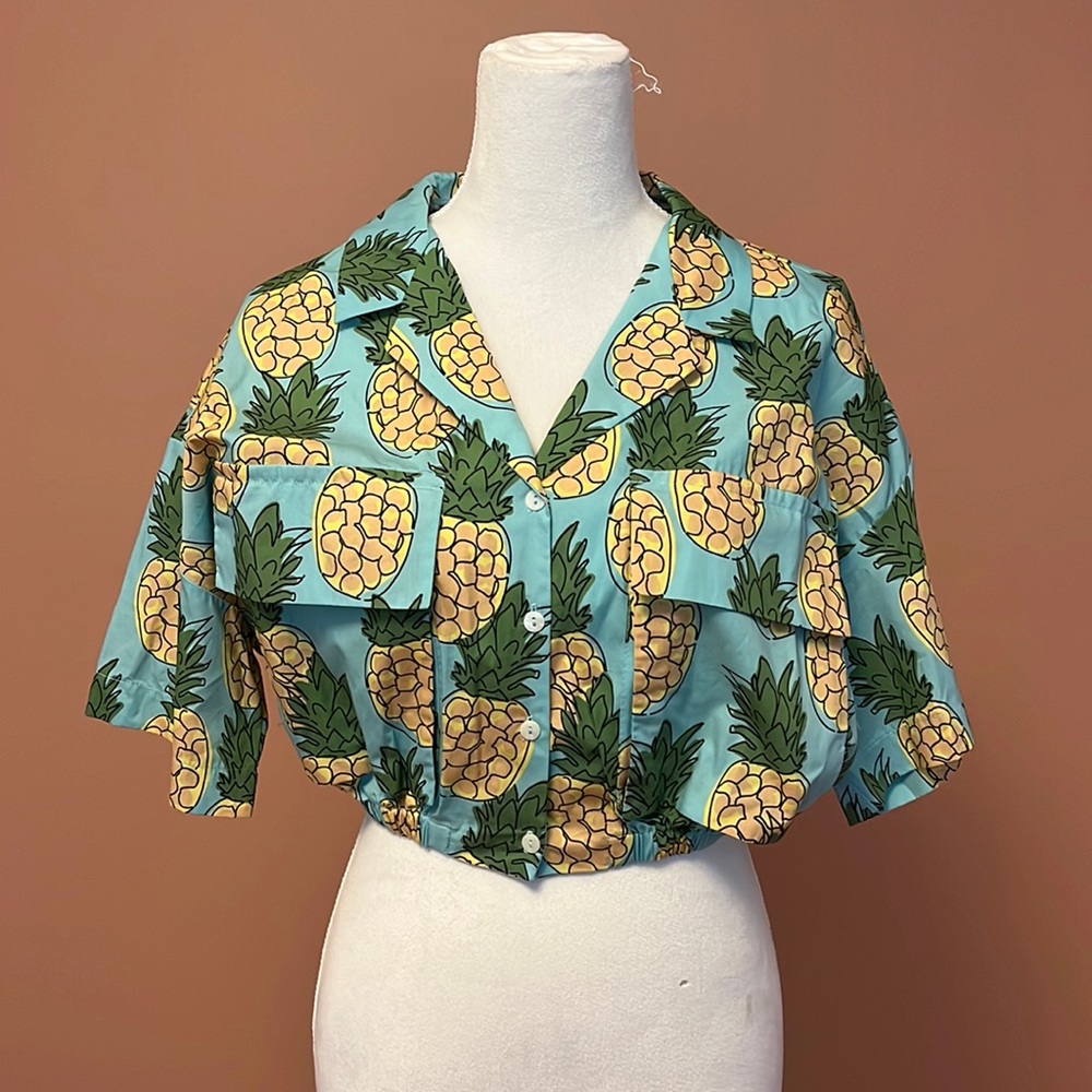 Zara pineapple print crop top
